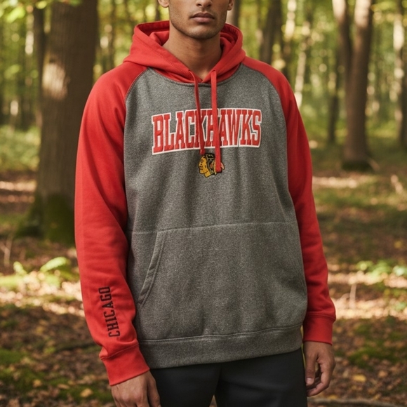 NHL Other - NHL Chicago Blackhawks Hoodie Men's 2XL Red/Gray Embroidered Hooded Sweatshirt